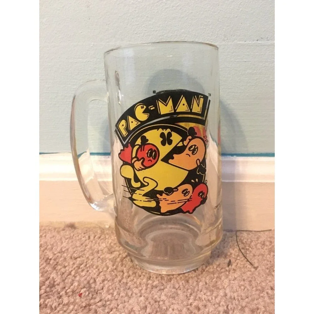 Vintage Pac-Man Glass Beer Mug- Collectible